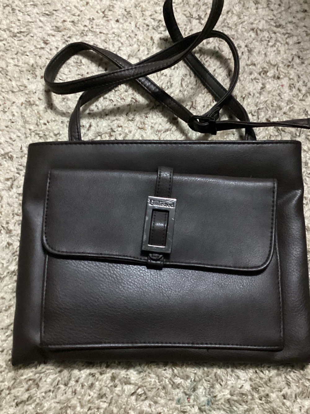Unlisted Dark Brown Leather Crossbody Bag with Front Flap